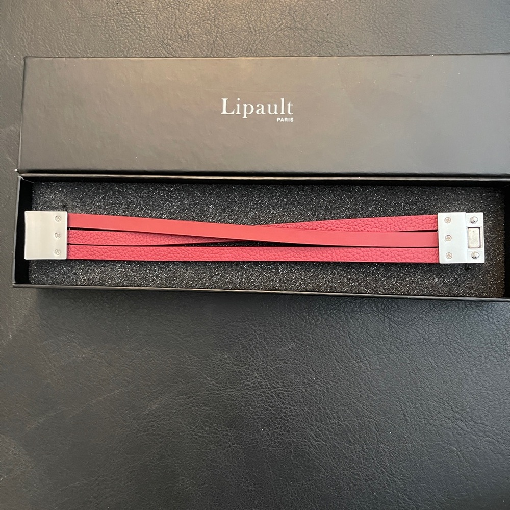 Lipault Paris Red leather wrap bracelet 
NIB